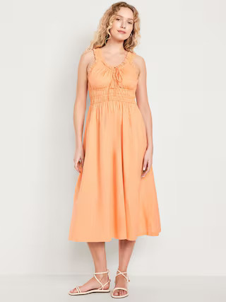 Waist-Defined Ruffled Midi Dress | Old Navy (US)