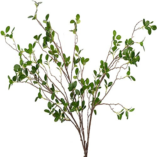 Antspirit 3pcs Artificial Branches Plants Artificial Greenery Stems Faux Greenery Stems Faux Branches for Vase Plant Artificial Eucalytus Branches Fake Ficus Twig (45"/Each Branch) (3, Green) | Amazon (US)