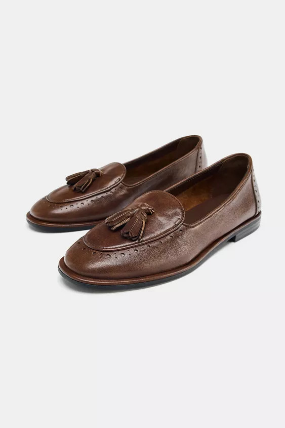 LEATHER TASSEL LOAFERS | Zara Canada