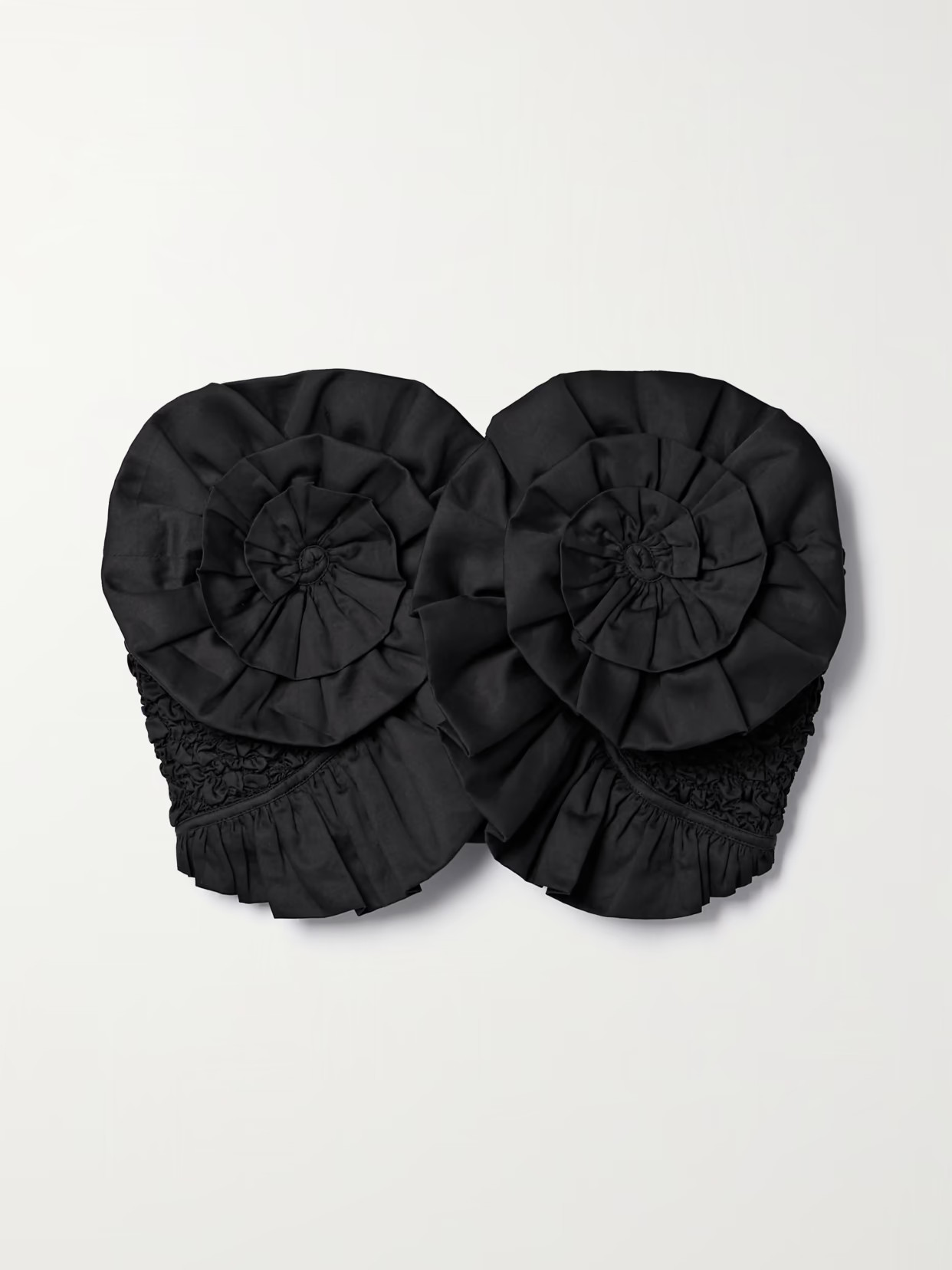 Mara Hoffman - + Net Sustain Muriel Strapless Cropped Ruffled Poplin-trimmed Popcorn Organic Cotton Top - Black | NET-A-PORTER (US)