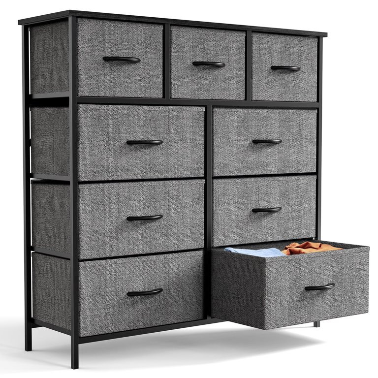 Fabric Storage Dresser with 9 Drawers, Steel Frame and Wooden Top for Bedroom, Closet, Entryway a... | Walmart (US)