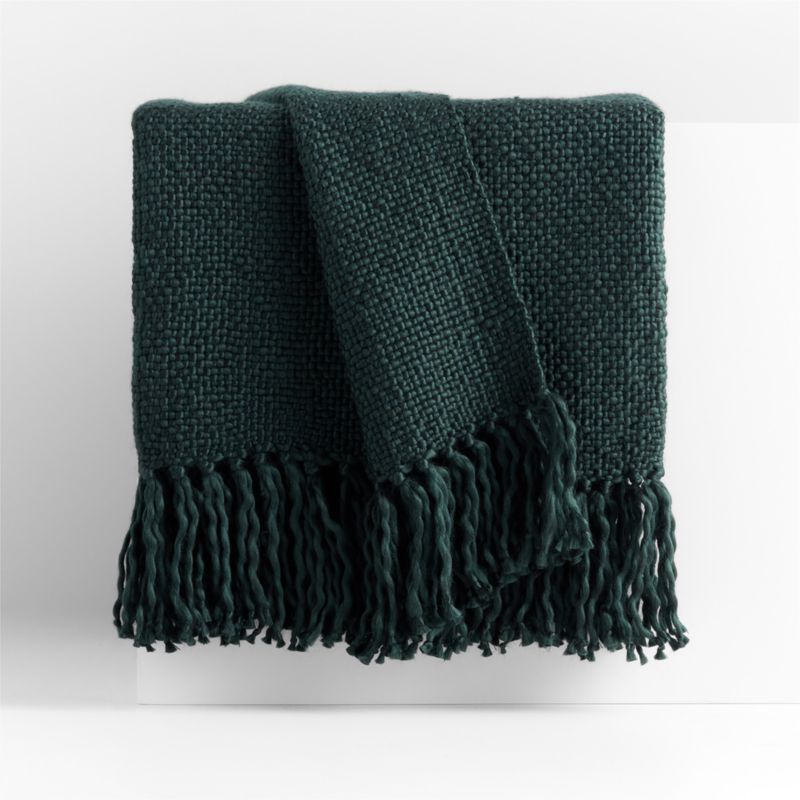 Styles 70"x55" Woven Green Throw Blanket | Crate & Barrel | Crate & Barrel