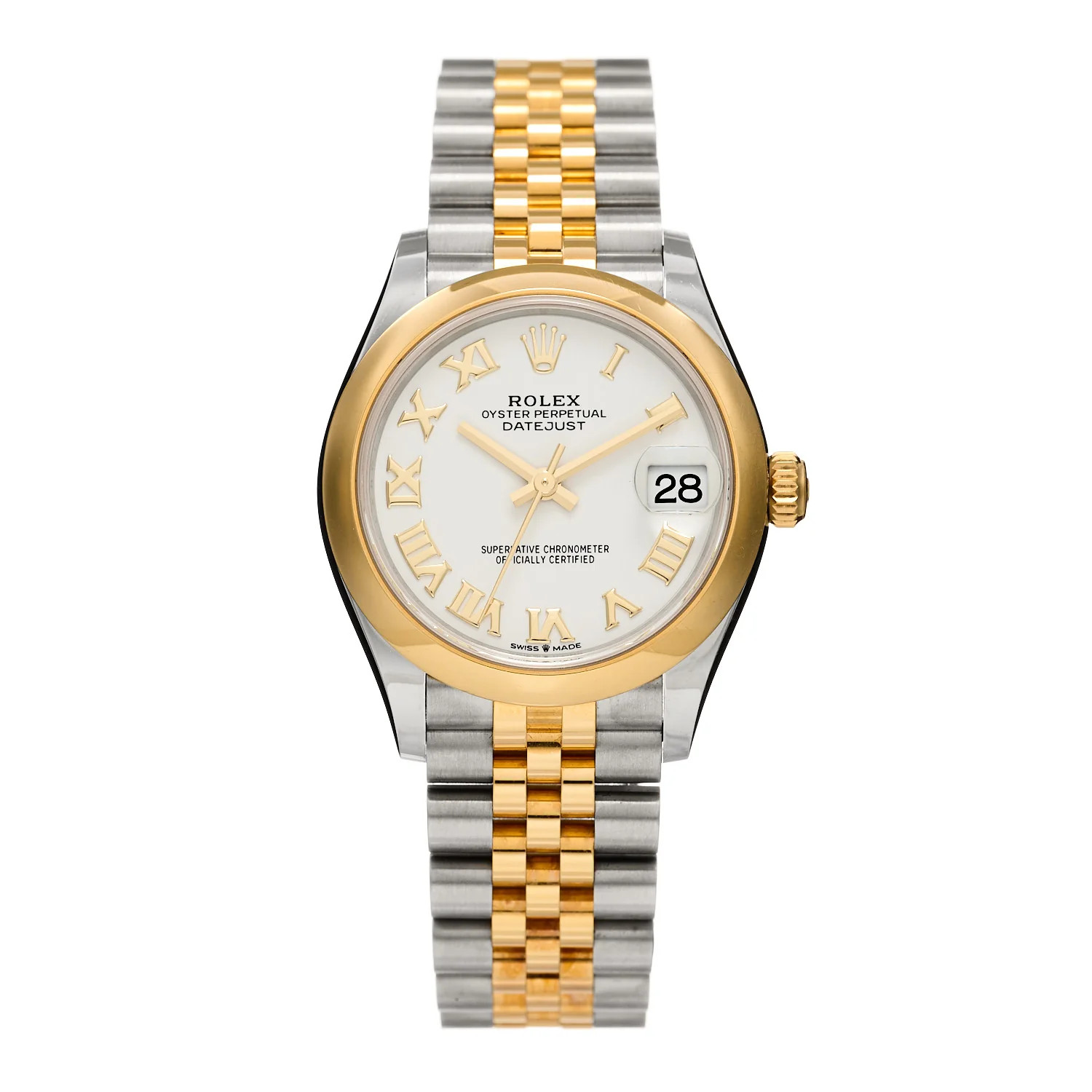Stainless Steel 18K Yellow Gold 31mm Oyster Perpetual Datejust Watch White Roman 278243 | FASHIONPHILE (US)