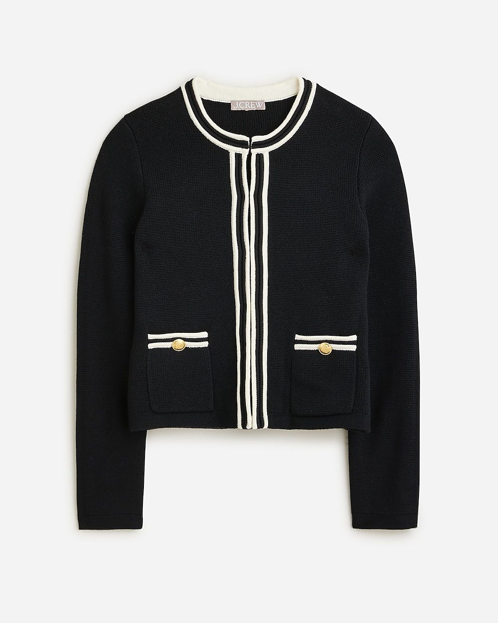 Emilie sweater lady jacket with contrast trim | J.Crew US