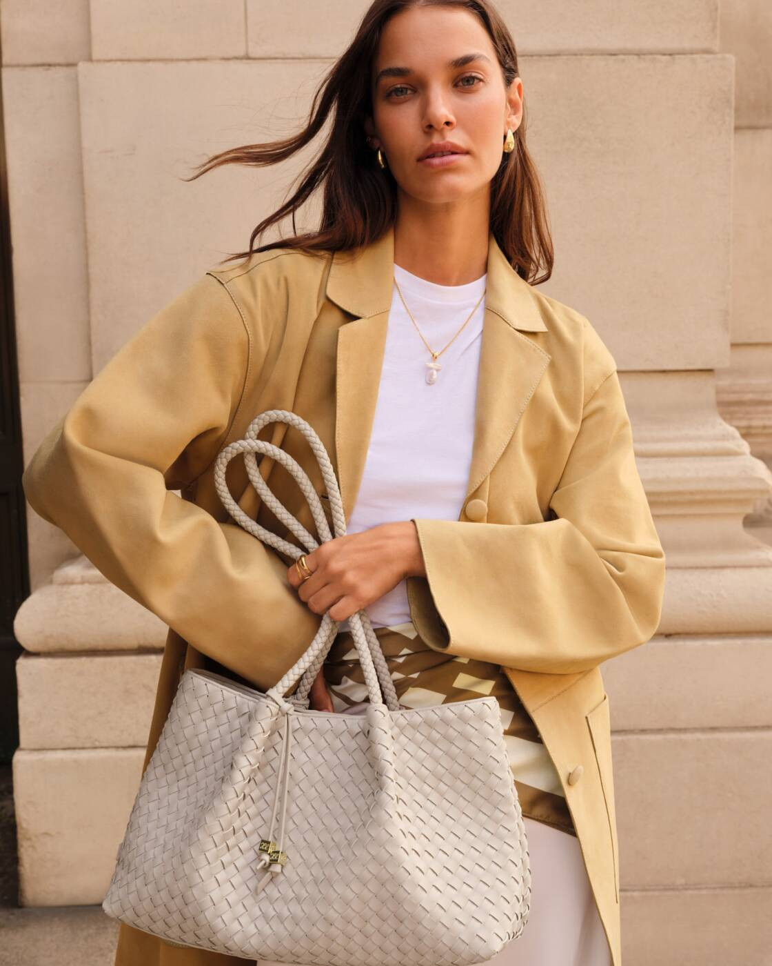 Nova Hand Woven Small Shoulder Tote in Oyster | Katie Loxton Ltd. (UK)