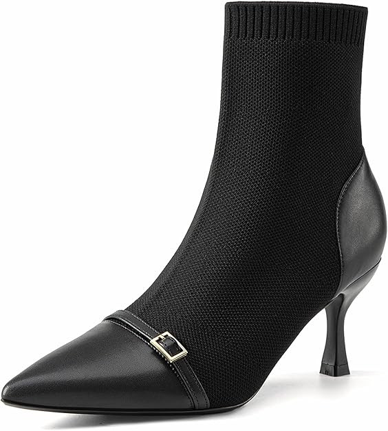 NEWBELLA COSY Women's Pointed Toe Ankle Boots - Elegant Stiletto Heel Booties, Warm Winter Boots ... | Amazon (US)