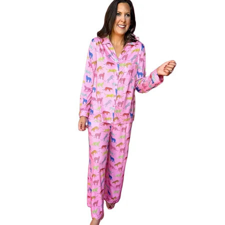Women s Pink Cheetah Print Long Sleeve Pajama Set - [ZhiHiMeRi] | (US 16-18)XL | Walmart (US)
