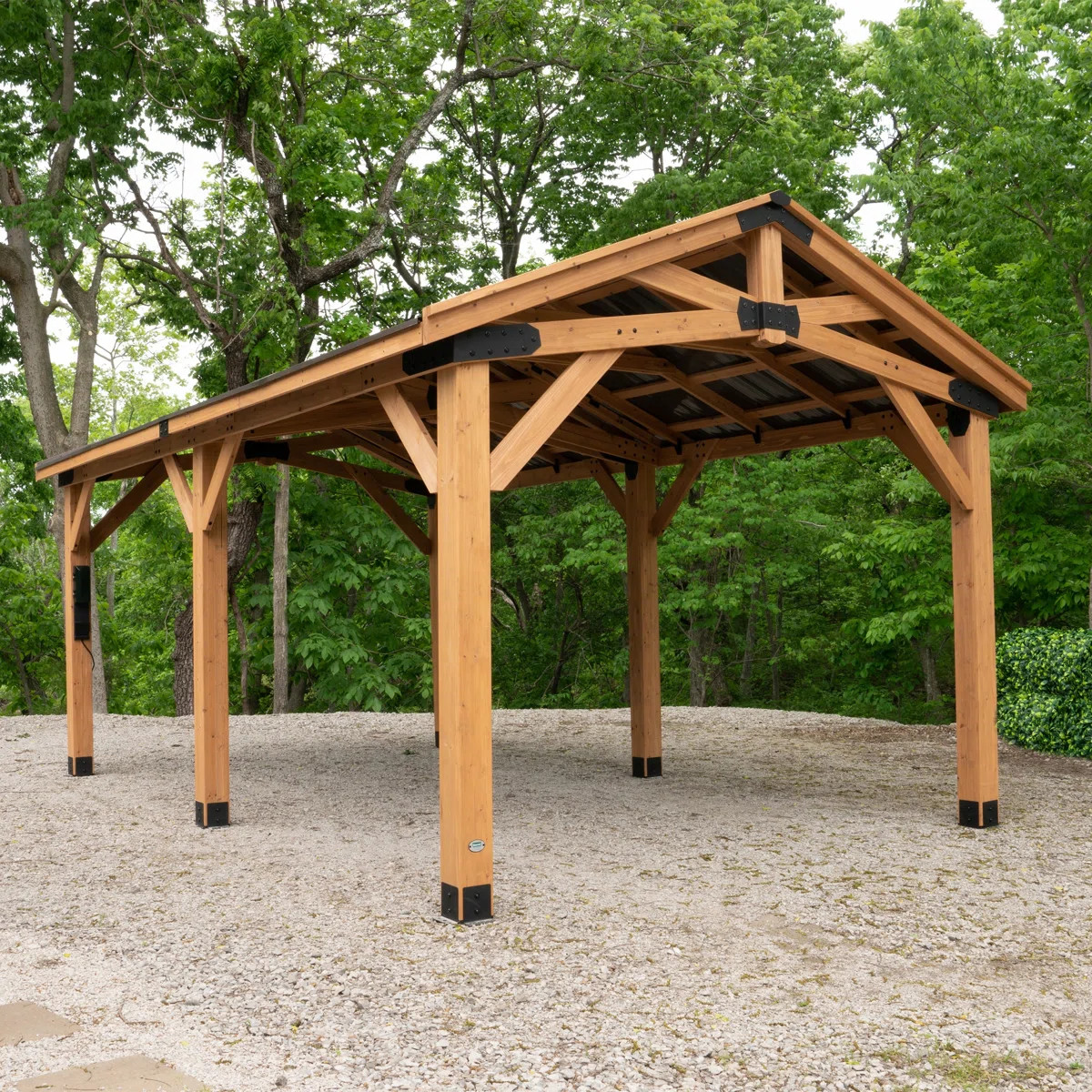 Backyard Discovery Norwood 20' x 12' Cedar Wood Outdoor Patio Gazebo with Hardtop Galvanized Stee... | Wayfair North America