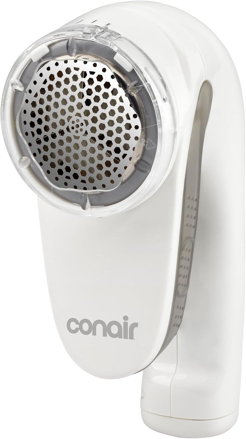 Conair Fabric Shaver and Lint Remover, Rechargeable Portable Clothes Shaver with 3 Settings, Fuzz Remover for Sweaters, Clothing, and Furniture, Large 2-Inch Shaving Head, White | Amazon (US)