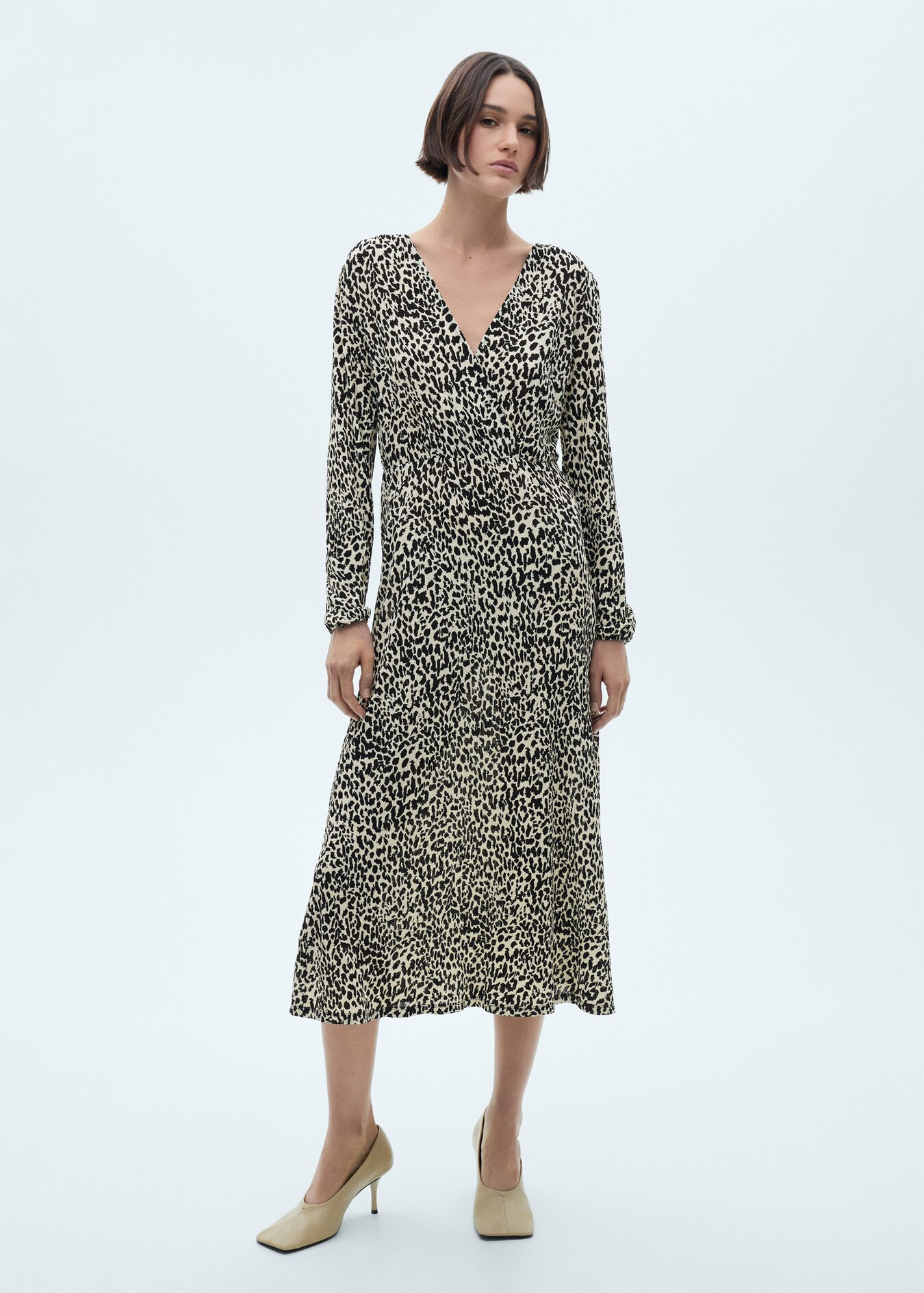 Leopard-print long dress - Women | MANGO USA | MANGO (US)