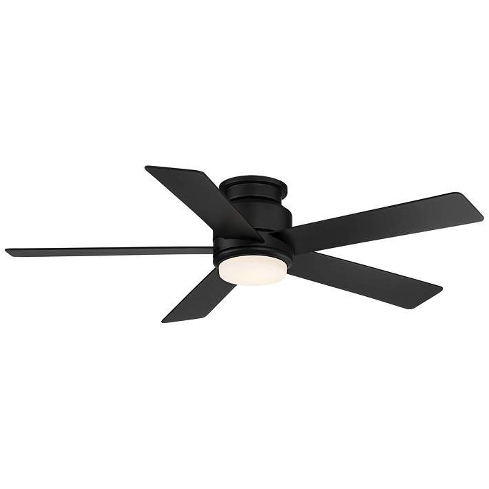 52" Casa Vieja Grand Palm Black Damp Rated LED Hugger Fan with Remote | Lamps Plus