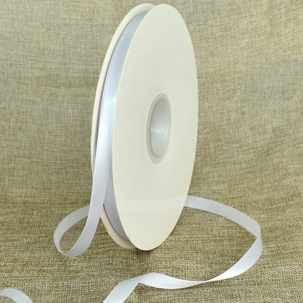 TONIFUL 3/8 Inch x 100yds White Satin Ribbon Thin Solid Fabric Ribbons Roll for Gift Wrapping Inv... | Amazon (US)