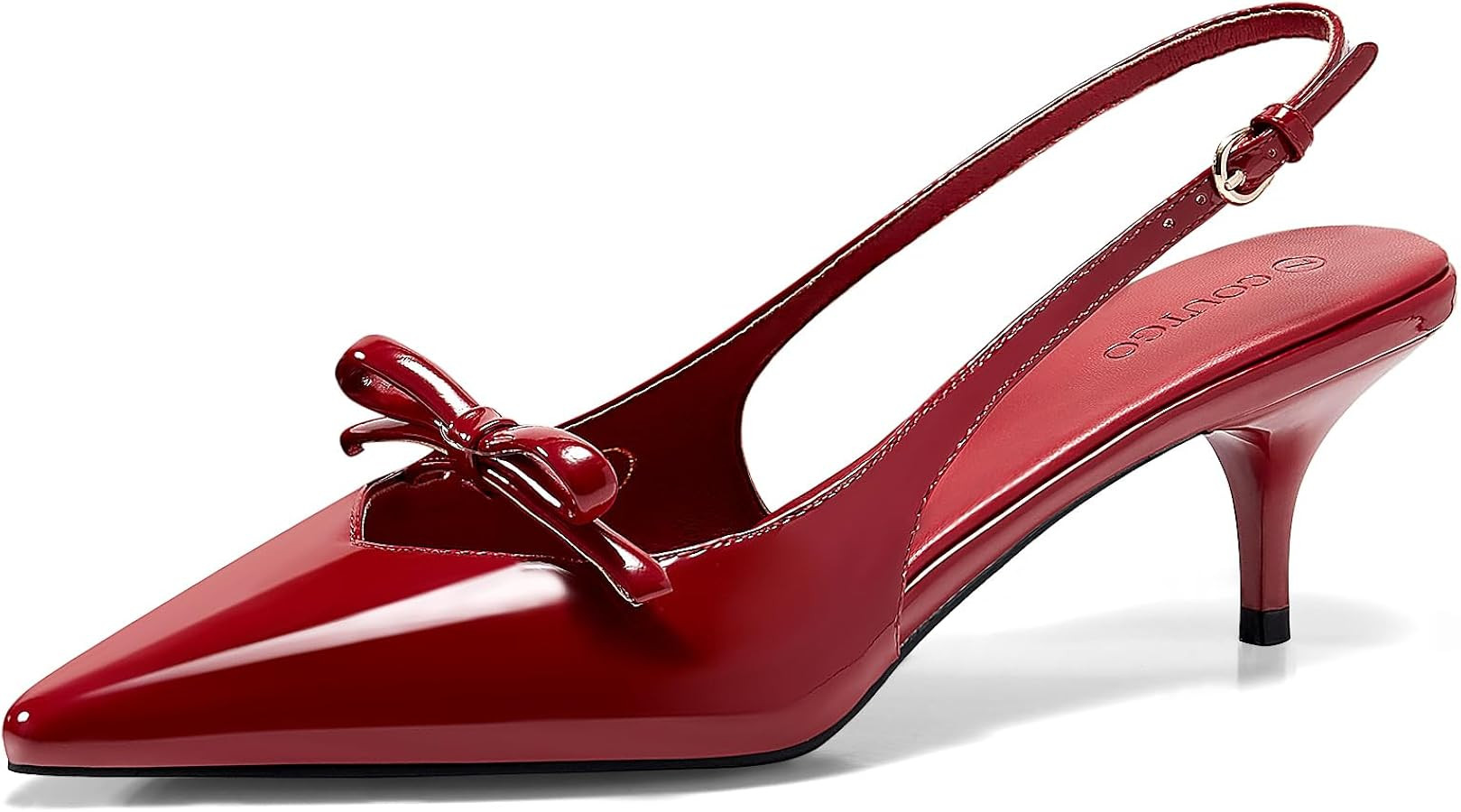 Coutgo Womens Bow Slingback Heels Low Kitten Heel Pumps Closed Pointed Toe Party Wedding Dress Sh... | Amazon (US)