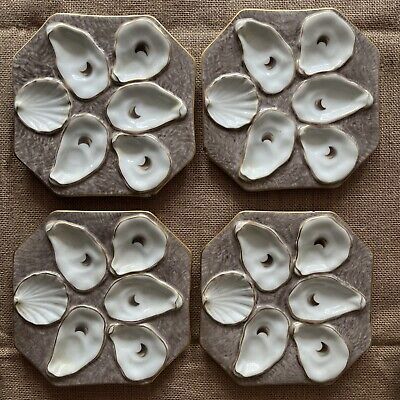 Antique  Limoges 5 Well Porcelain Set Of 4 Oyster Plates | eBay US