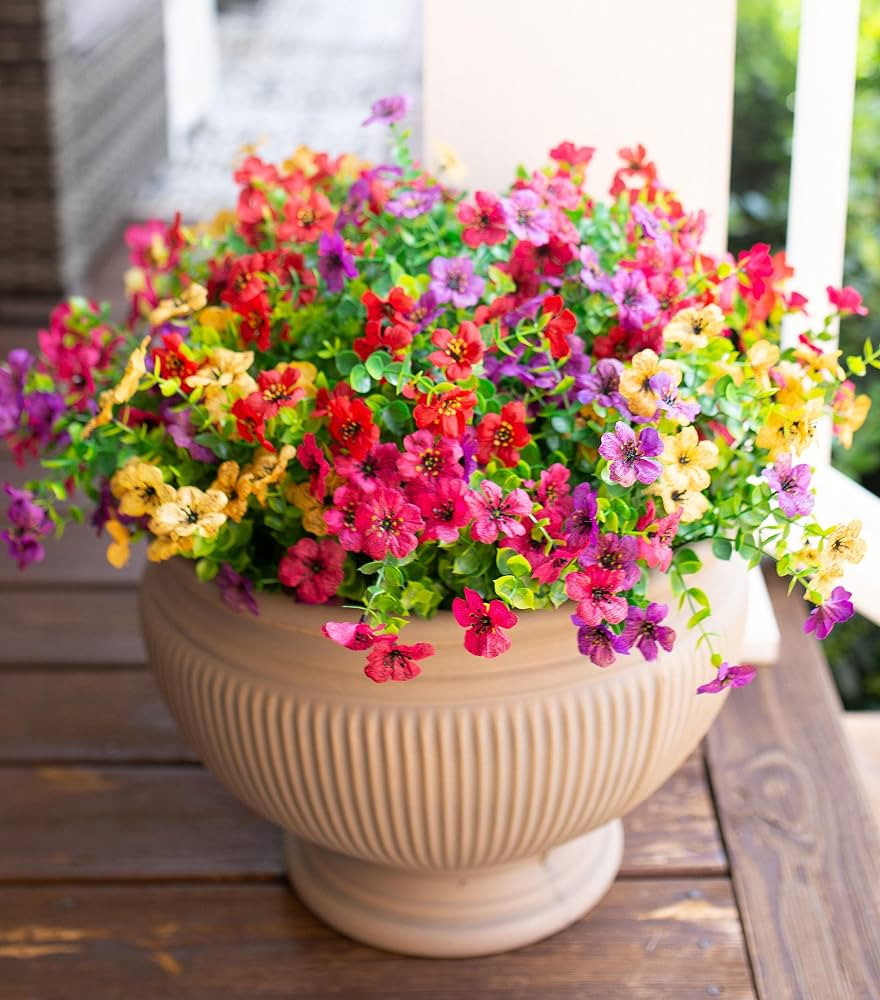 HyeFlora Artificial Flowers for Outdoor Indoor Garden Home Decoration, Faux Flower Daisy with Euc... | Amazon (US)