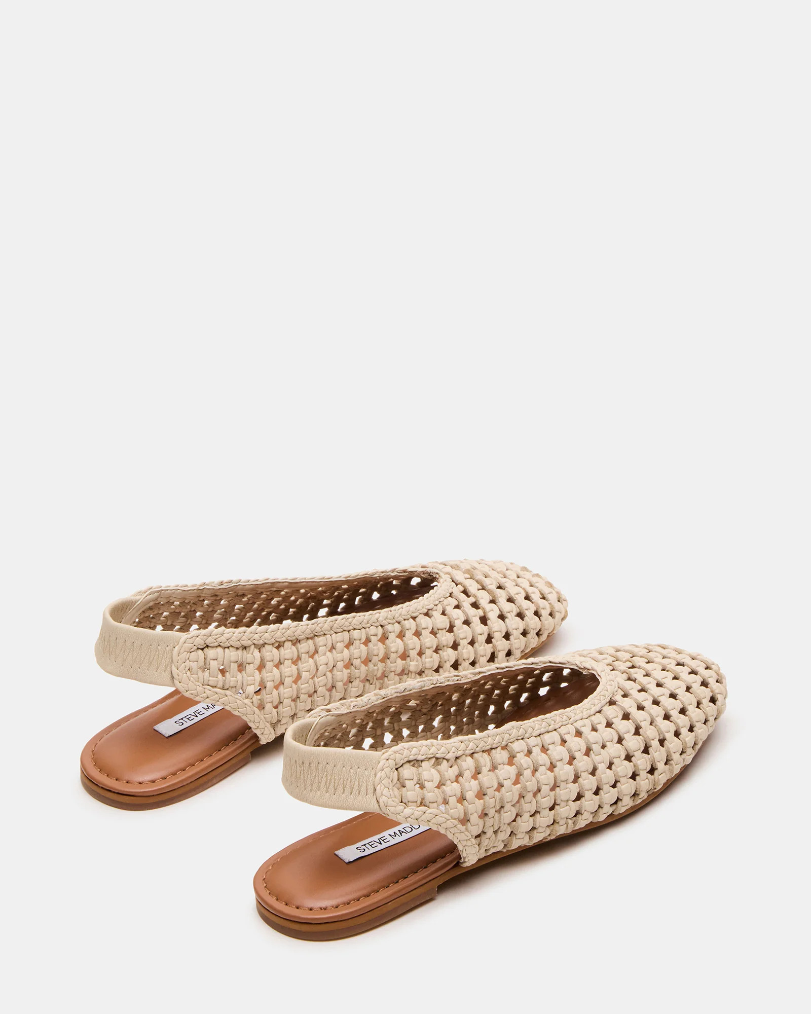 RUMI Bone Leather Woven Slingback Round-Toe Women's Flat | Steve Madden (US)