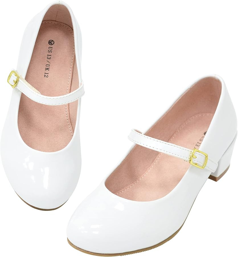LseLom Girls Dress Shoes-Mary Jane Shoes for Girls Low Heel Princess Hook and Loop Dress Shoes Pa... | Amazon (US)