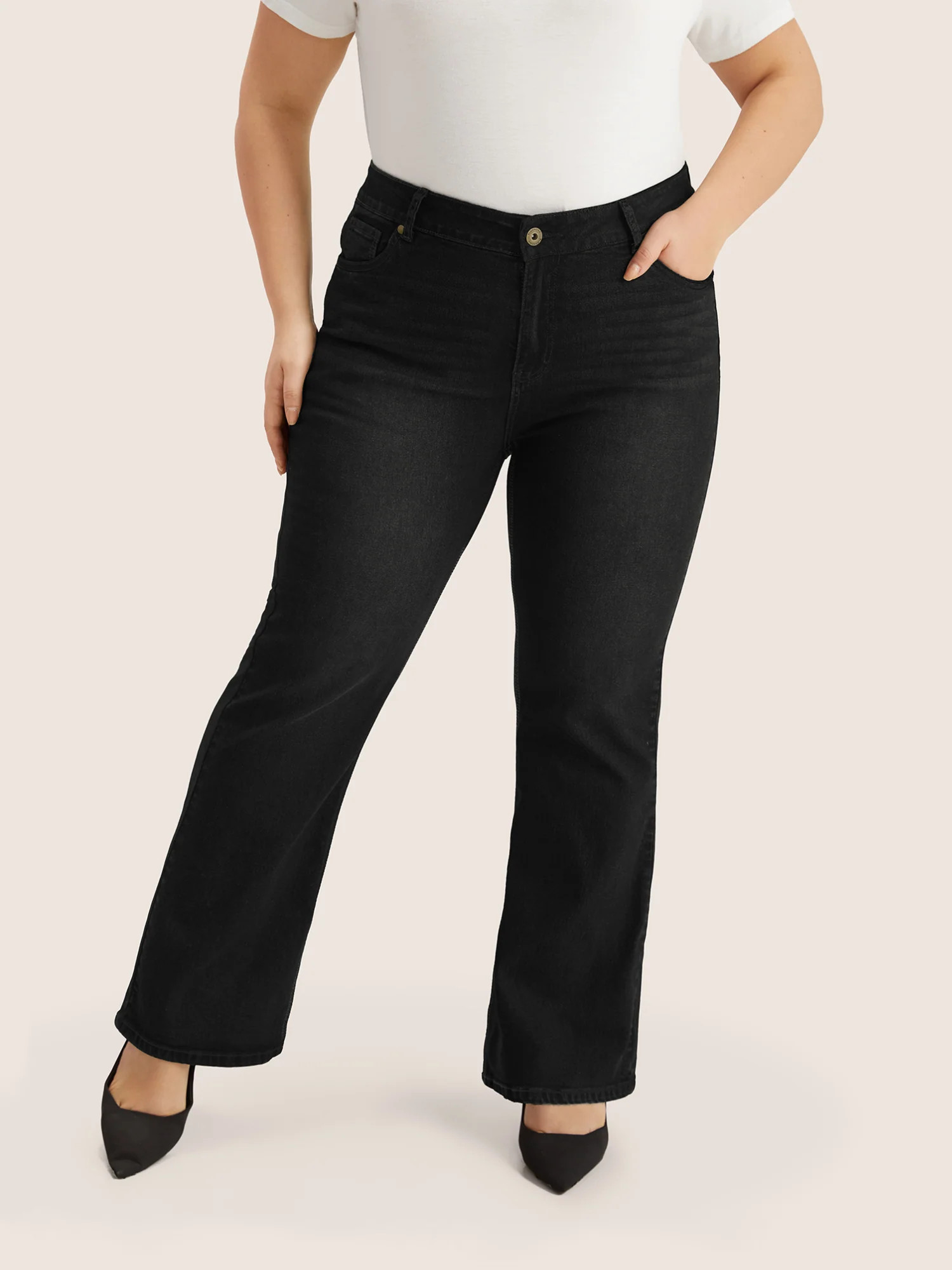 Plain Bootcut Pocket Zipper Fly Jeans | Bloomchic