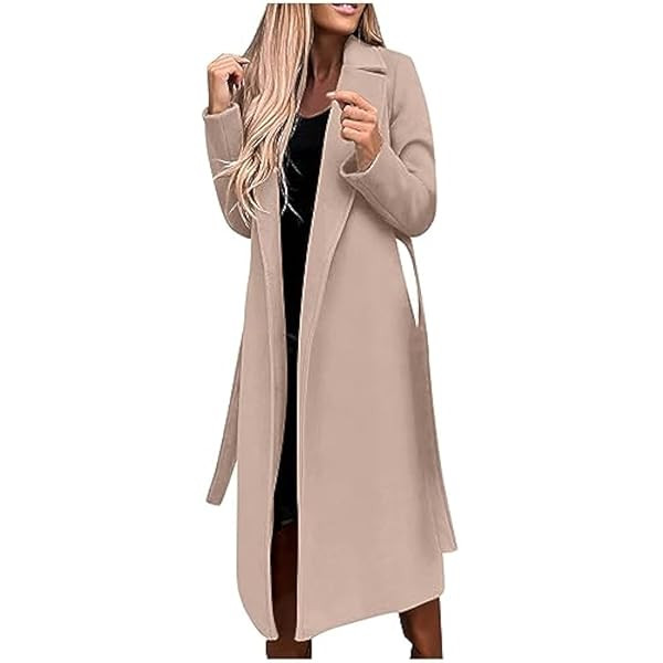 Long Winter Coats for Women Double Breasted Blazer Camel Pea Trench Coats Lapel Workout Jacket Women | Amazon (US)