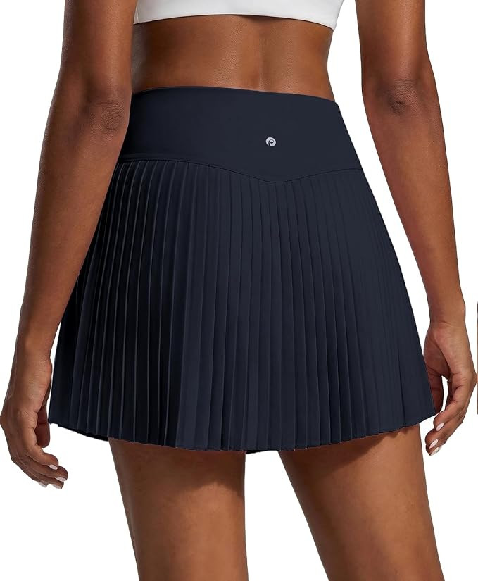 PINSPARK 15" Pleated Tennis Skirts for Women with Shorts Flowy Mini Skorts | 3.5" High Waist,A-li... | Amazon (US)