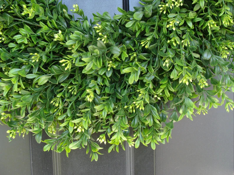 Faux THIN Artificial Boxwood Wreath, Storm Door Wreaths, Front Door Outdoor Wreath,  Front Door D... | Etsy (US)