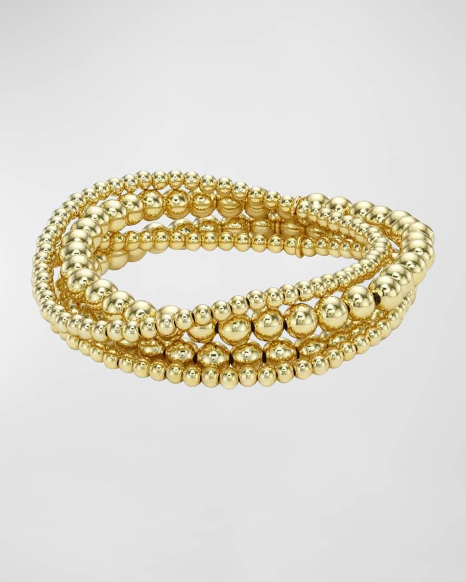 Zoe Lev Jewelry 14K Yellow Gold 3mm and 5mm Bead Bracelet Stack, Set of 4 | Neiman Marcus