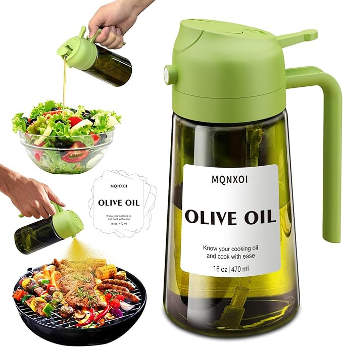 Oil Sprayer for Cooking, 2 in 1 Olive Oil Dispenser Bottle for Kitchen, 16oz/470ml Premium Glass,... | Amazon (US)
