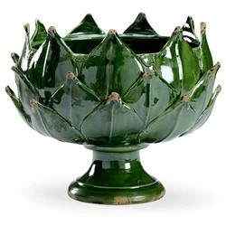 Maelle French Country Green Leaf Porcelain Round Table Vase | Kathy Kuo Home