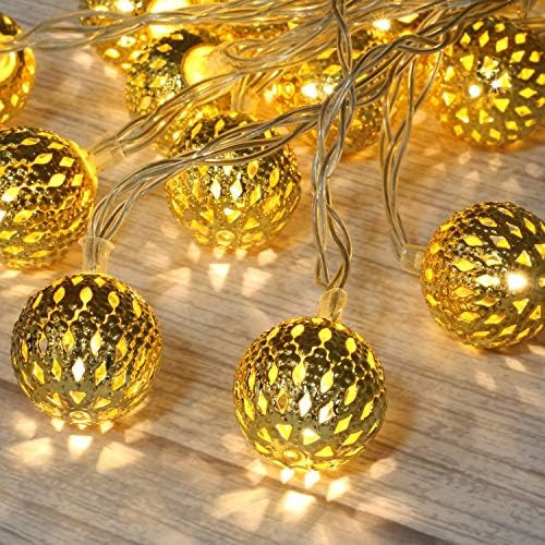 Betus 10Ft 20 LED Moroccan Globe LED Fairy String Lights - Battery Powered Party Hanging Waterpro... | Amazon (US)