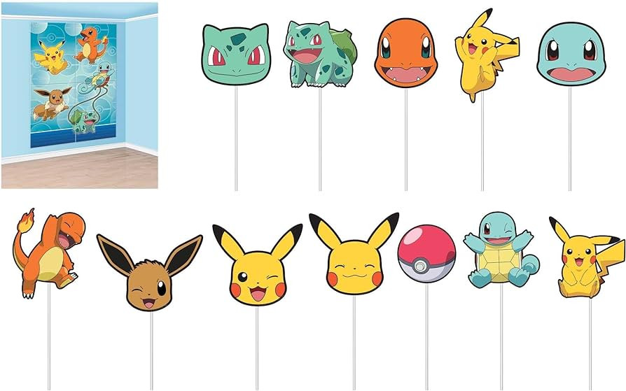 Pokemon Multicolor Selfie Scene - 59" x 65" Backdrop with Props - Pack of 16 - Fun & Interactive ... | Amazon (US)