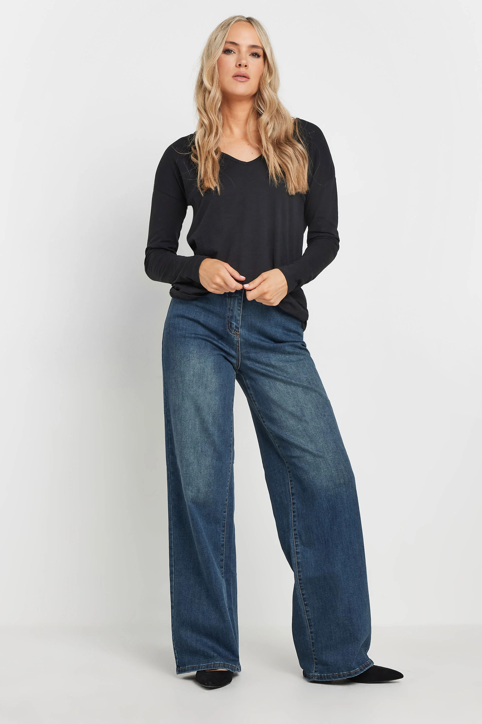 LTS MADE FOR GOOD Tall Blue Wash Wide Leg Jeans | Long Tall Sally