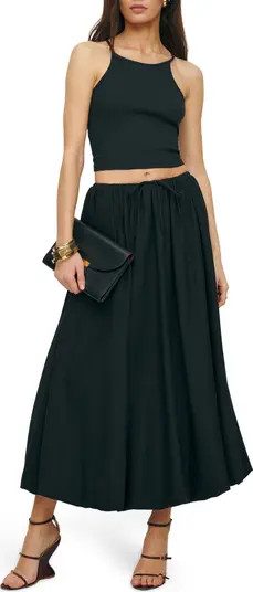 Cassandra Organic Cotton Crop Camisole & Drawstring Midi Skirt | Nordstrom