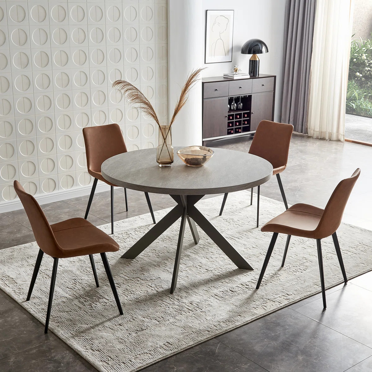 Latitude Run® 46'' Pedestal Dining Table Set with 32.4"H Modern Dining Chairs & Reviews | Wayfai... | Wayfair North America