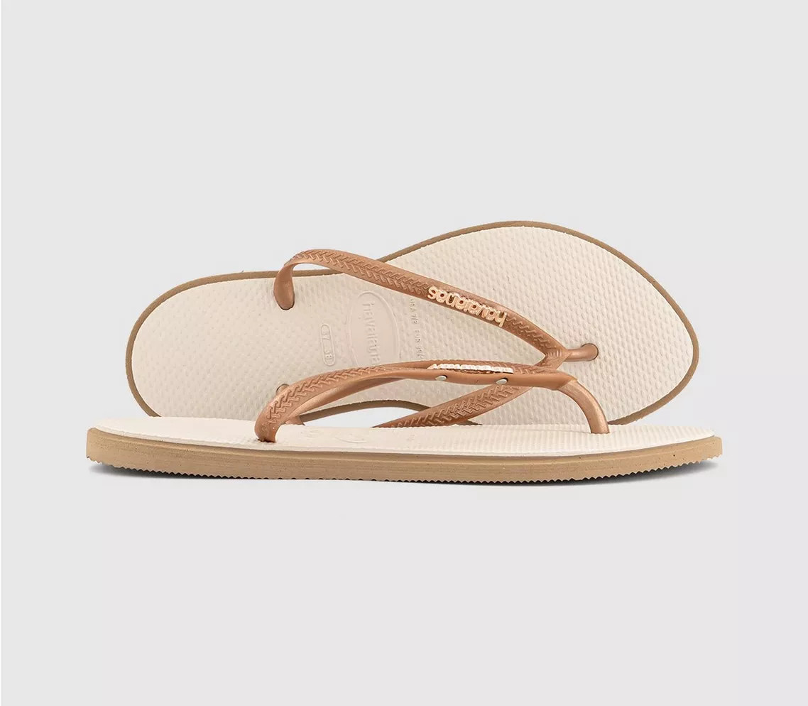Havaianas Slim Point Flip Flops Rose Gold Beige - Women’s Sandals | Office Shoes (UK)