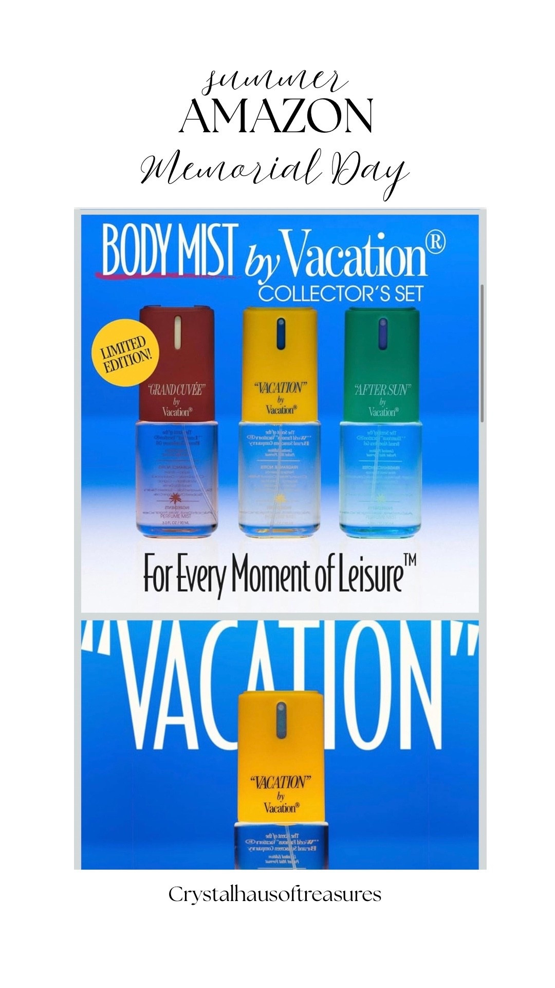 Arrives tomorrow if ordered now! You NEED to smell like the yellow one
On Memorial Day and all summer long! I have and will be wearing 🦞⚾️🫐🎇
Smells just like a 90s summer 

#amazon

#LTKgrwm #LTKmorningroutine #LTKBeauty