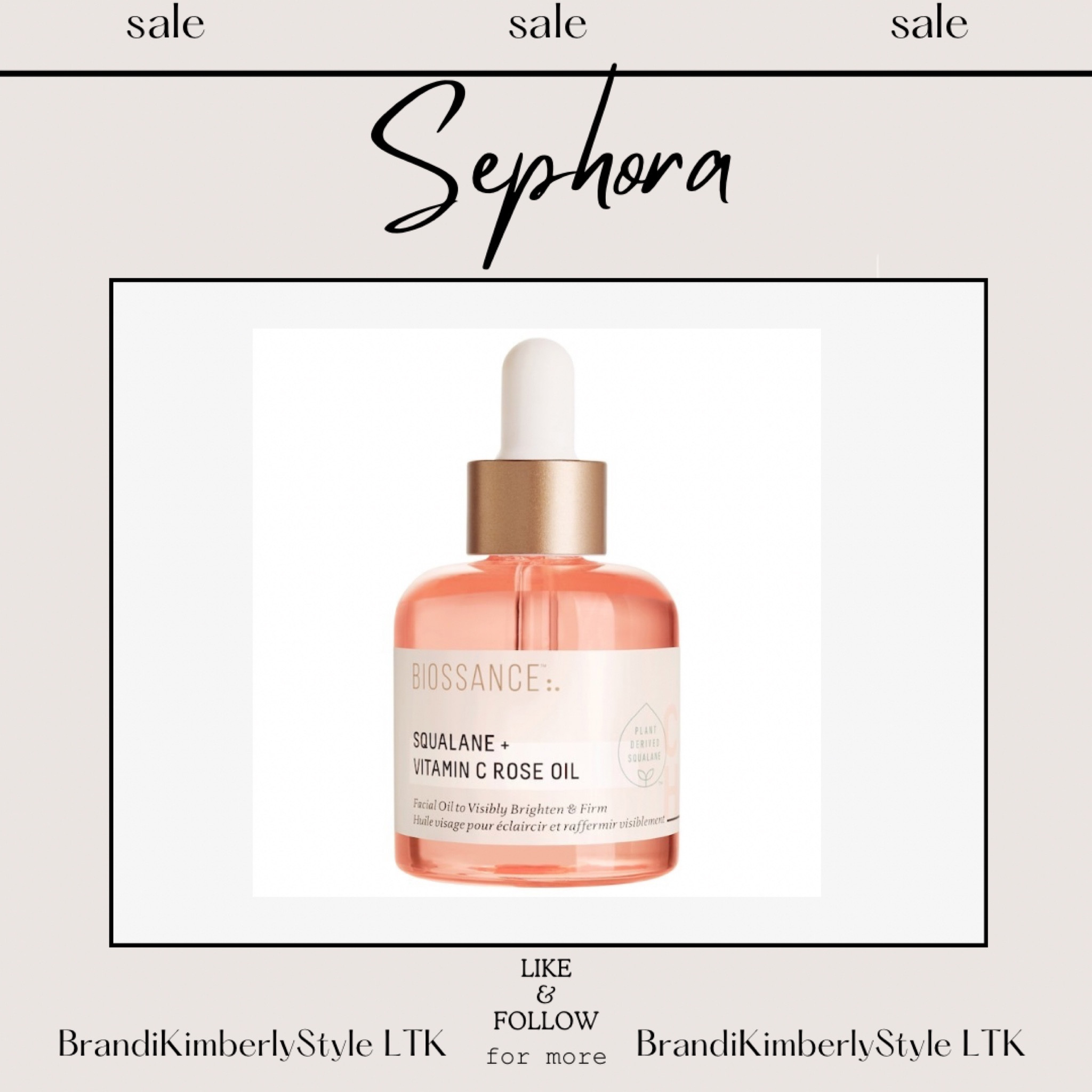 What I bought from the Sephora sale- Biossance's Squalane + Vitamin C Rose Firming Oil. 🌹✨ The power of squalane and vitamin C for firmer, brighter skin. Say hello to a radiant complexion! Love this stuff! I had a bottle before but I switched to try something else and now I switching back 😍#Biossance #SkincareMagic skincare, sale, Beauty, makeup 
BrandiKimberlyStyle

#LTKxSephora #LTKbeauty