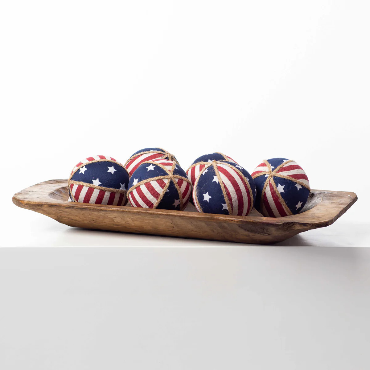 Fabric & Jute Patriotic Bowl Filler Americana Decor Orb Set | Darby Creek Trading