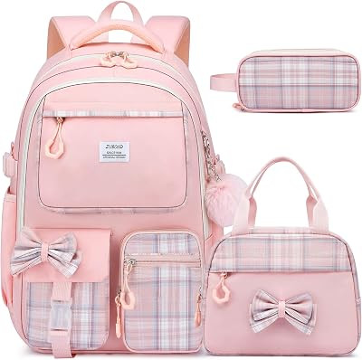 School Backpack for Girls, 3PCS Teens Girls Backpacks Lunch Bag Pencil Case | Amazon (US)