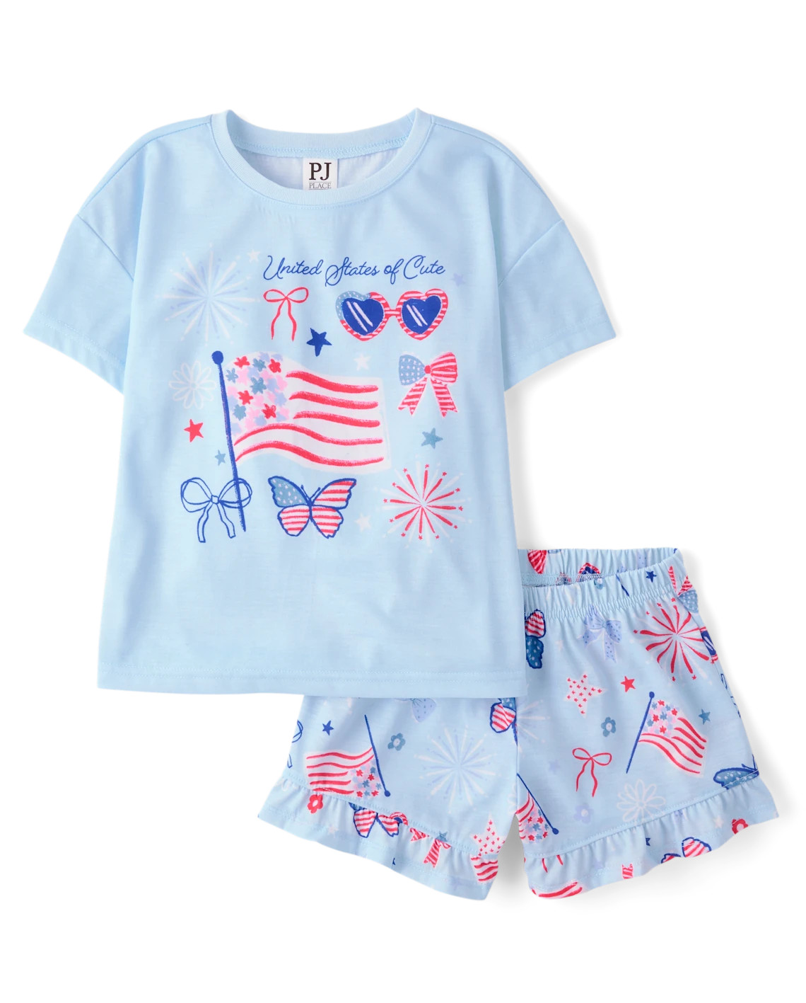 Girls Americana Ruffle Pajamas - blue | The Children's Place