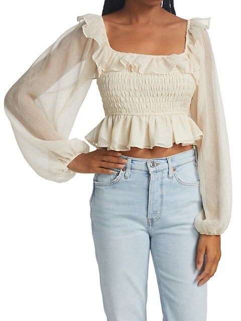 Cropped Smocked Ruffle Top | Saks Fifth Avenue