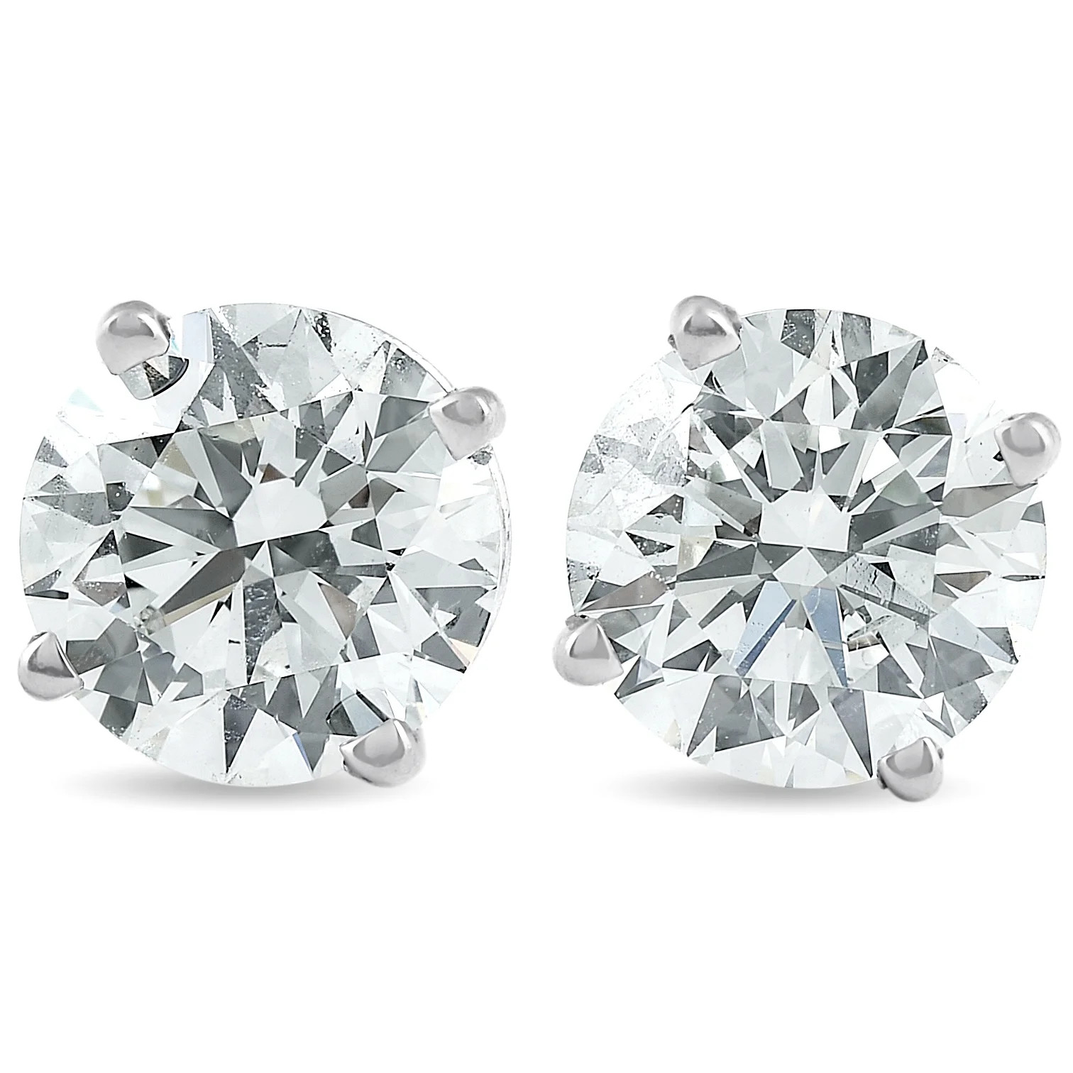 Pompeii 2 Ct TW Round Lab Grown Diamond Studs 14K White Gold With Screw Backs (GH,SI1-SI2) | Walmart (US)