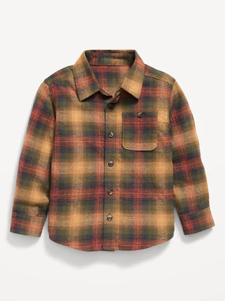 Cozy Long-Sleeve Plaid Pocket Shirt for Toddler Boys | Old Navy (US)