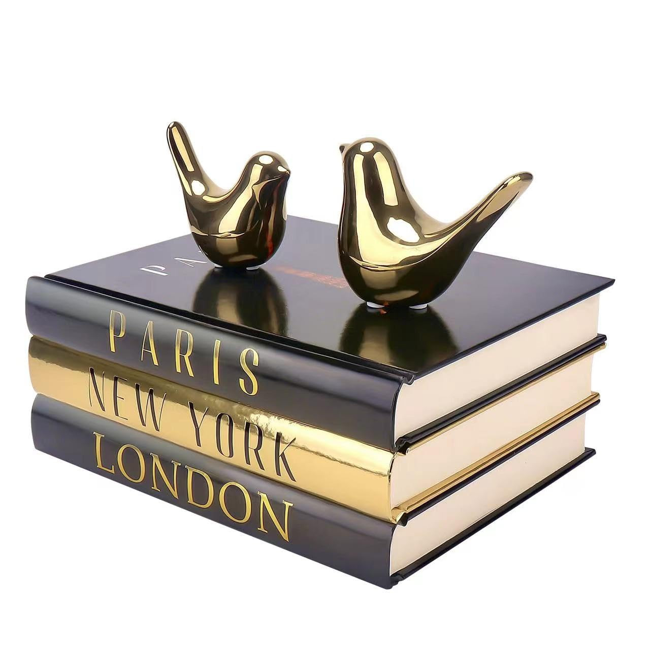 Decorative Books for Home Decor with Small Birds Statues Gold Home Decoration, Modern Style Coffe... | Amazon (US)