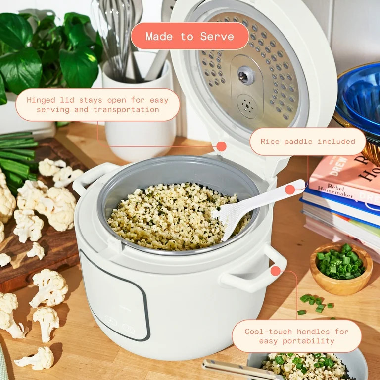 Beautiful 14-Cup Electric Rice and Grain Cooker, Ceramic Nonstick Coating, White Icing by Drew Ba... | Walmart (US)