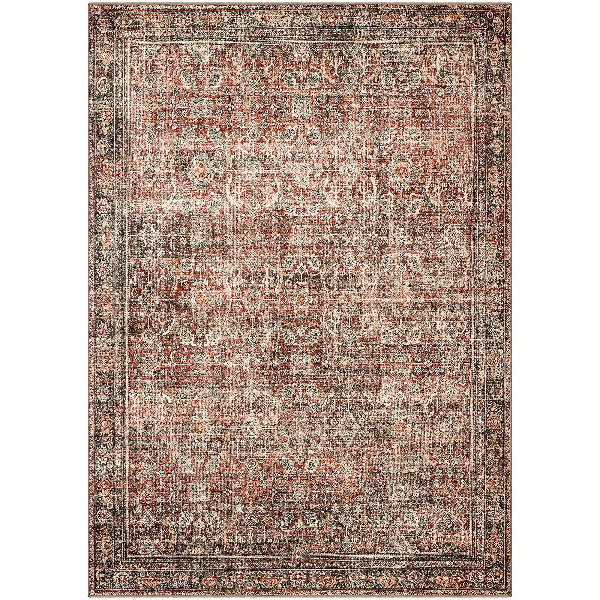 KUETH 8'x10' Area Rugs for Living Room, Non Slip Machine Washable Vintage Indoor Rug, Low Pile Ch... | Walmart (US)