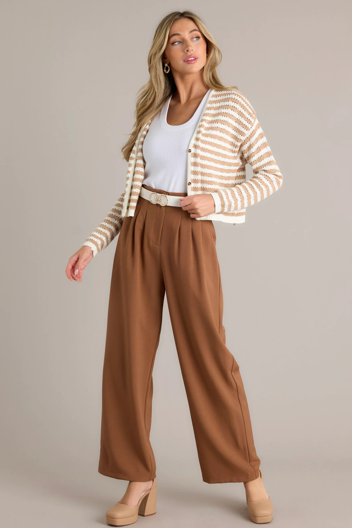 Sweet Serendipity Tan Long Sleeve Knit Cardigan | Red Dress