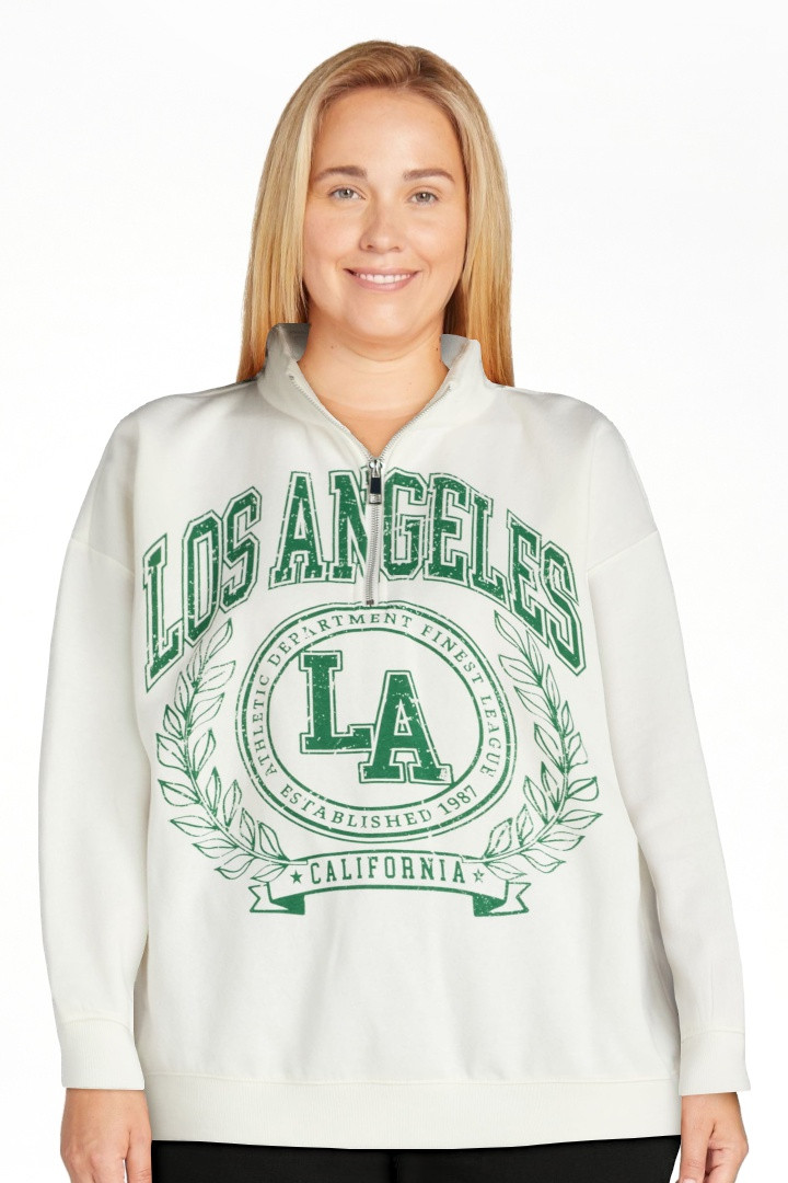 No Boundaries Quarter Zip Graphic Sweatshirt, Women’s and Women’s Plus | Walmart (US)