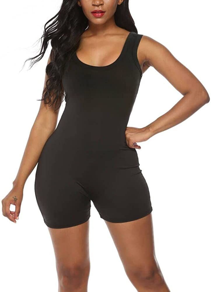 Amilia Sexy Sleeveless Tank Tops Short Romper Sports Jumpsuit Bodysuit One Piece Short Catsuit | Amazon (US)