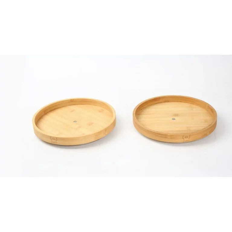 The Home Edit Bamboo Low Wall Organization Turntable Lazy Susan, Brown, 9.5" Diameter, Pack of 2 | Walmart (US)