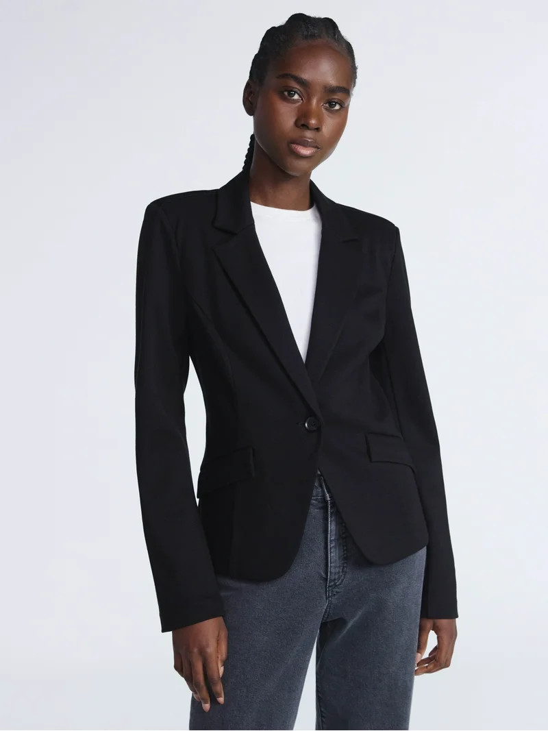 Scoop Women's Ponte Twill Sculpted Fit Blazer, Sizes XS-XXL | Walmart (US)